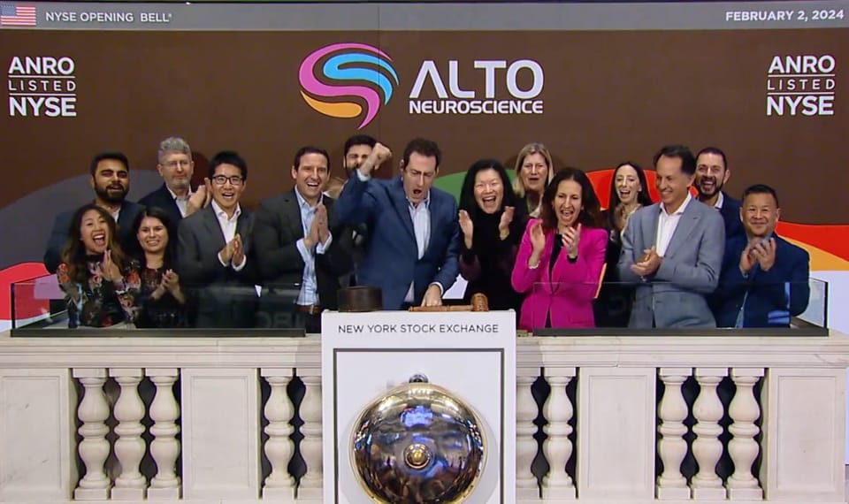 Alto Neuroscience founder and CEO Amit Etkin and employees at the NYSE on February 2, 2024